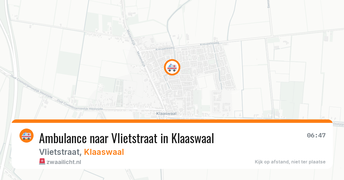Ambulance naar Vlietstraat in Klaaswaal — 31 mei 2026