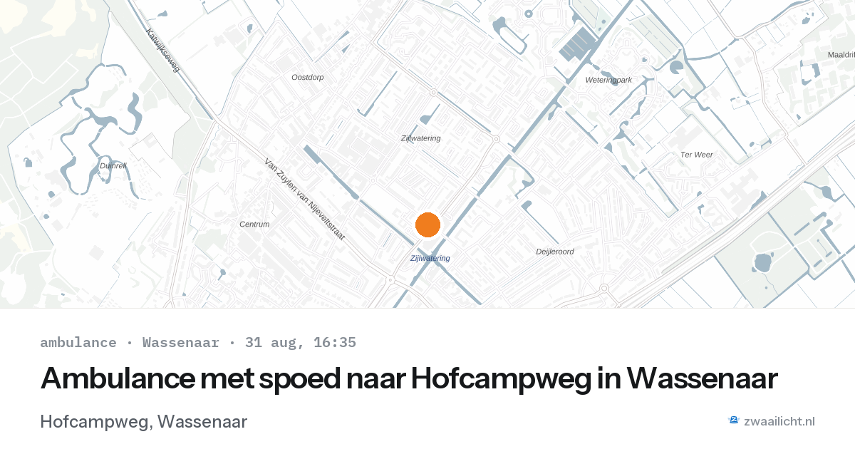 Ambulance met spoed naar Hofcampweg in Wassenaar — 31 aug 2026