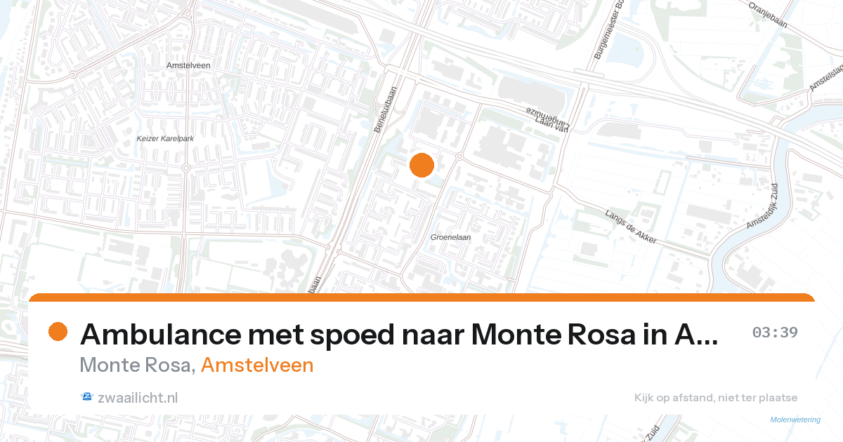 Ambulance met spoed naar Monte Rosa in Amstelveen — 28 aug 2026