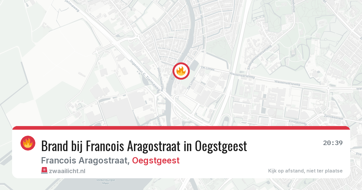 Brand bij Francois Aragostraat in Oegstgeest — 7 mei 2026