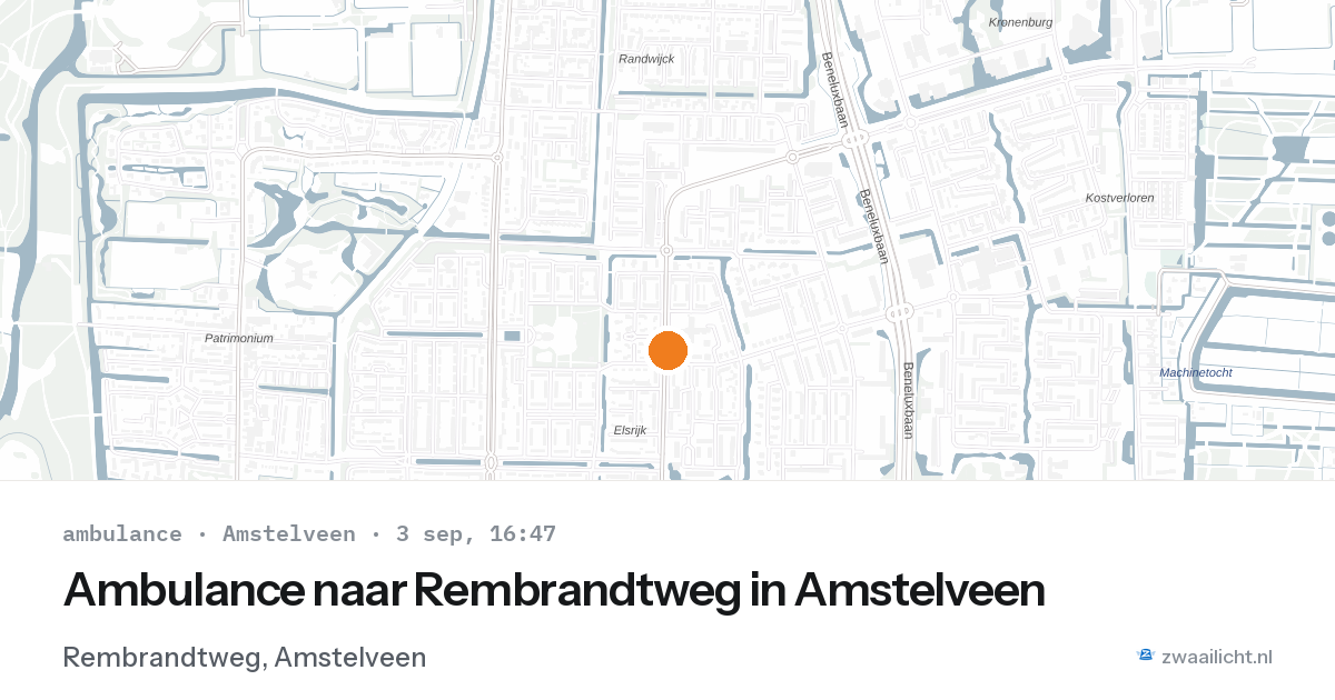 Ambulance naar Rembrandtweg in Amstelveen — 3 sep 2026