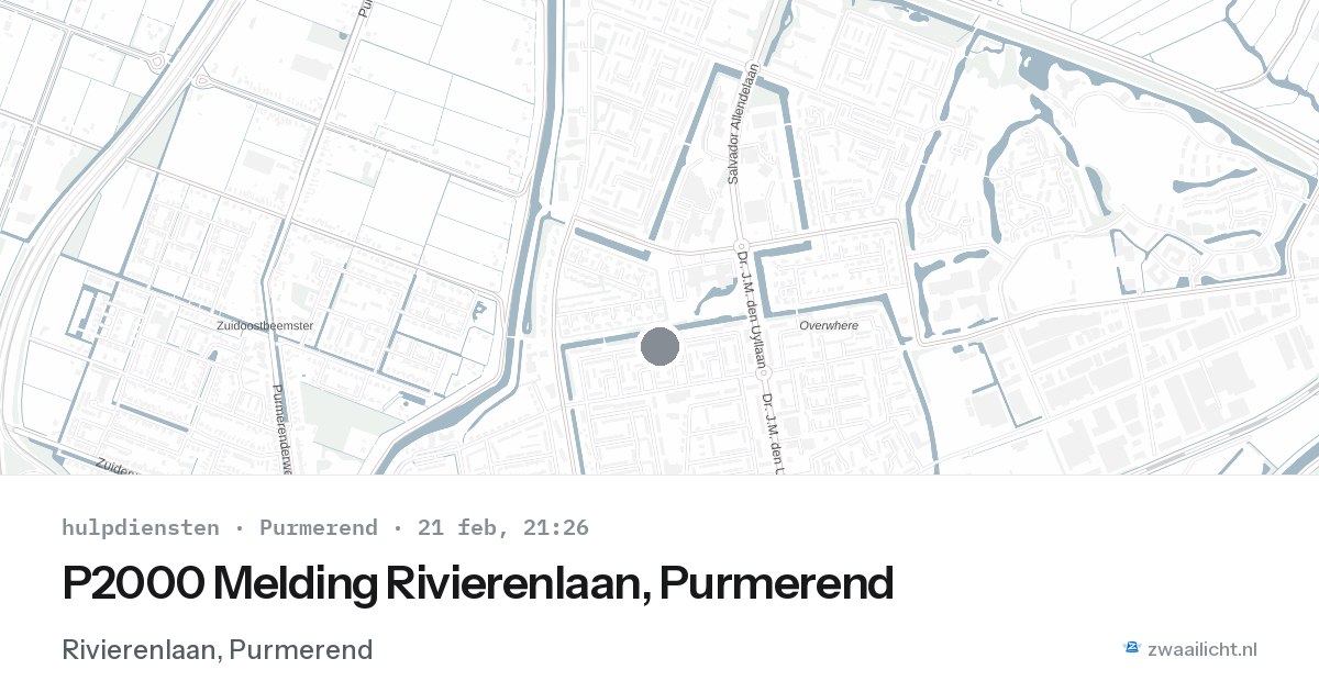 P2000 Melding Rivierenlaan, Purmerend — 21 feb 2026