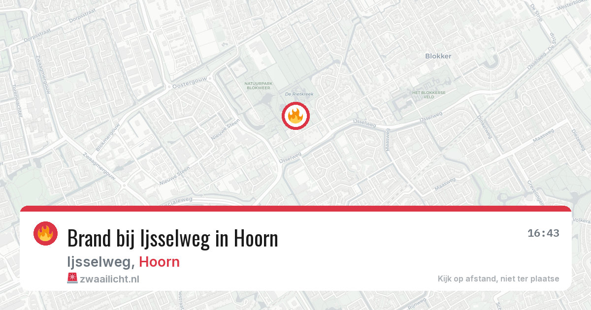 Brand bij Ijsselweg in Hoorn — 15 jun 2026