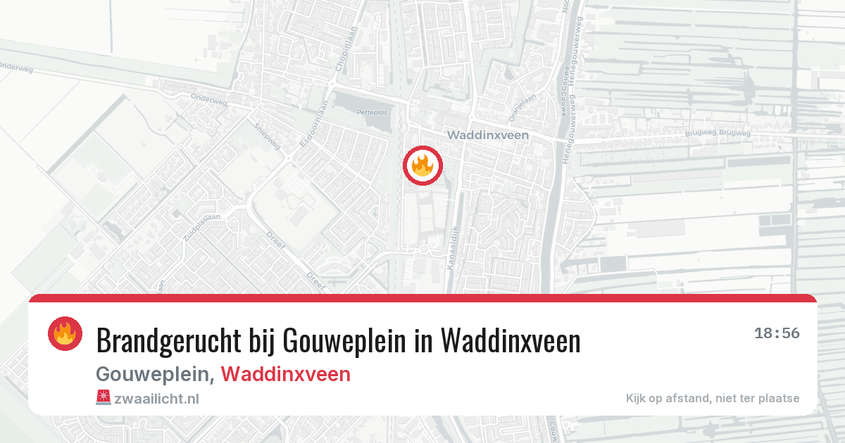 Brandgerucht bij Gouweplein in Waddinxveen — 17 jul 2026