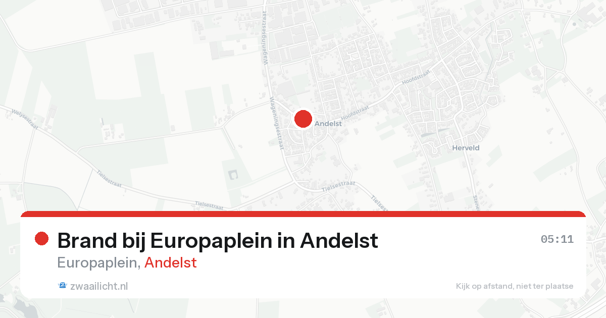 Brand bij Europaplein in Andelst — 16 aug 2026