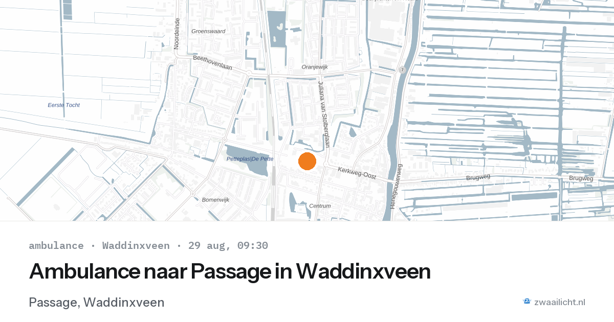Ambulance naar Passage in Waddinxveen — 29 aug 2026