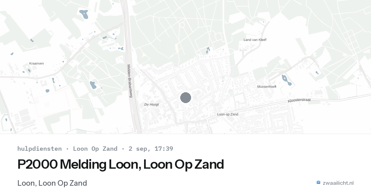 P2000 Melding Loon, Loon Op Zand — 2 sep 2026
