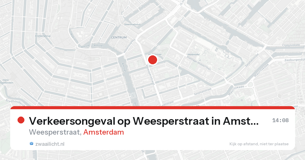 Verkeersongeval op Weesperstraat in Amsterdam — 15 aug 2026