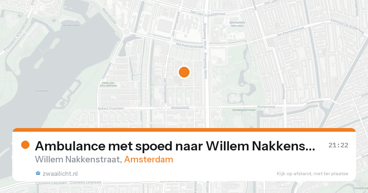 Ambulance met spoed naar Willem Nakkenstraat in Amsterdam — 20 aug 2026
