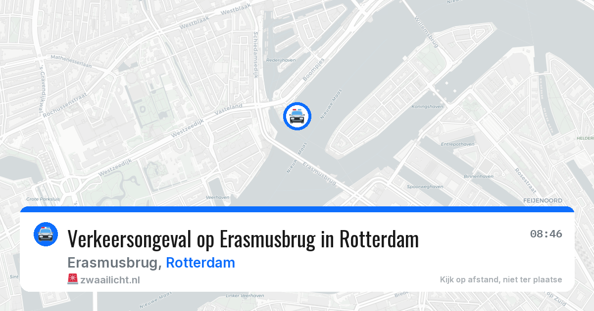 Verkeersongeval op Erasmusbrug in Rotterdam — 13 aug 2026