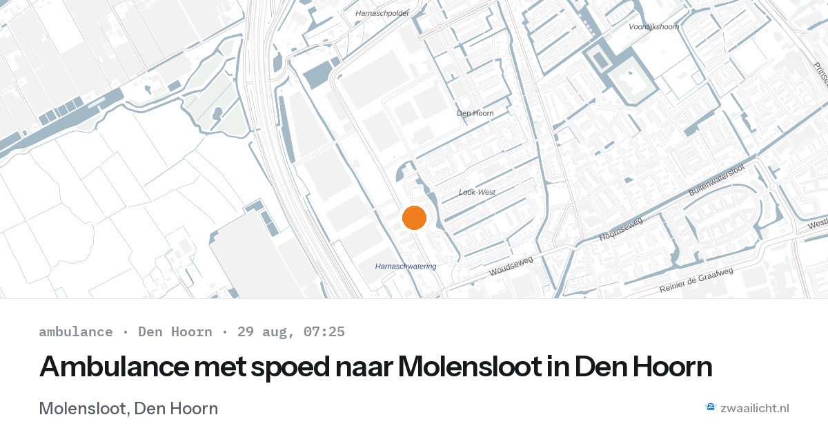 Ambulance met spoed naar Molensloot in Den Hoorn — 29 aug 2026