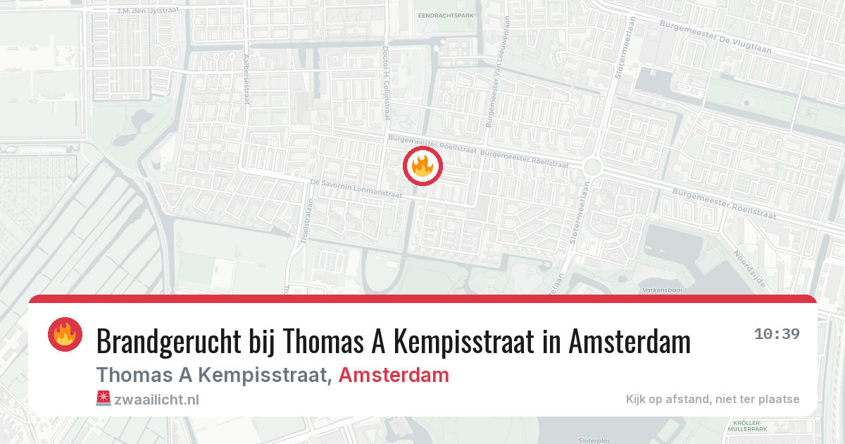 Brandgerucht bij Thomas A Kempisstraat in Amsterdam — 6 aug 2026