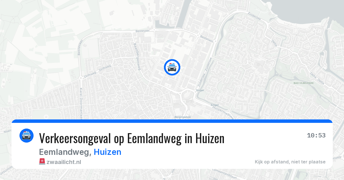 Verkeersongeval op Eemlandweg in Huizen — 9 jul 2026