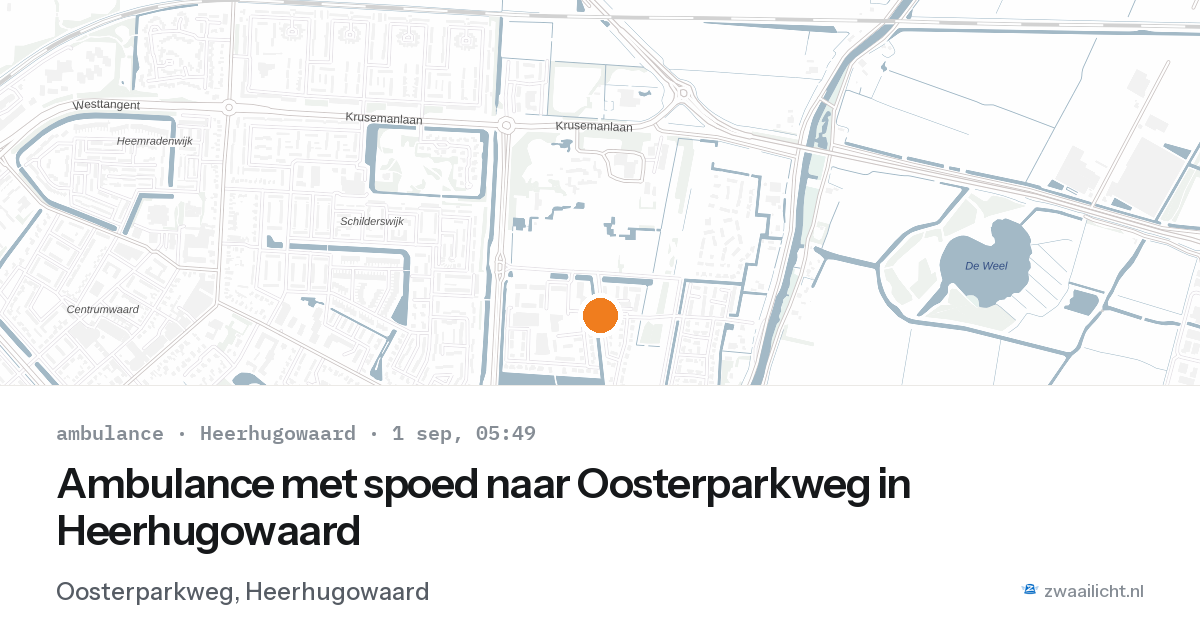 Ambulance met spoed naar Oosterparkweg in Heerhugowaard — 1 sep 2026