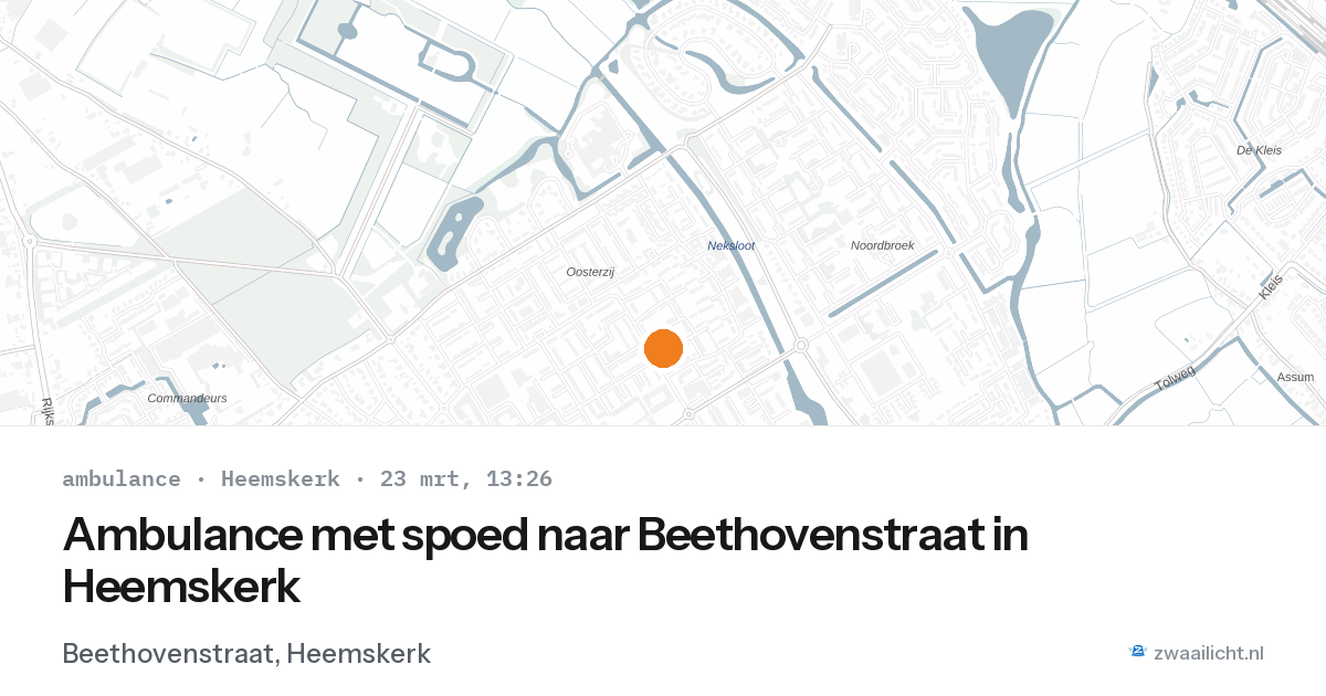 Ambulance met spoed naar Beethovenstraat in Heemskerk — 23 mrt 2026