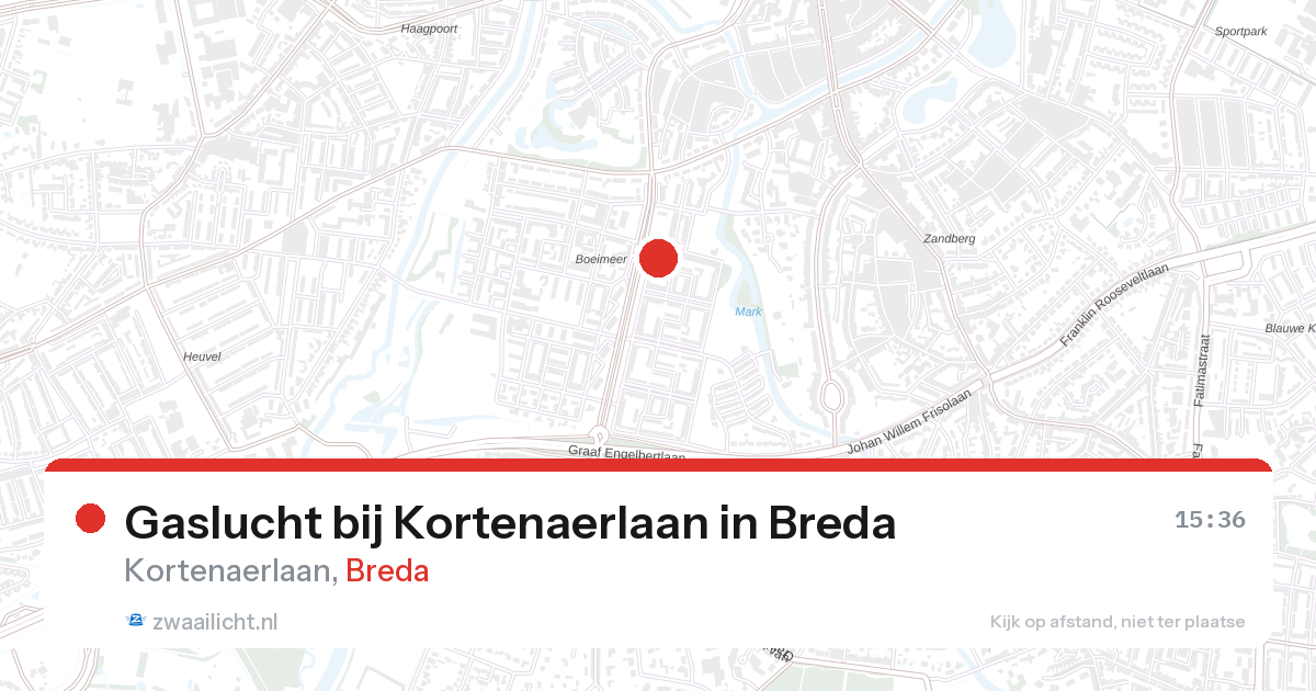 Gaslucht bij Kortenaerlaan in Breda — 28 aug 2026