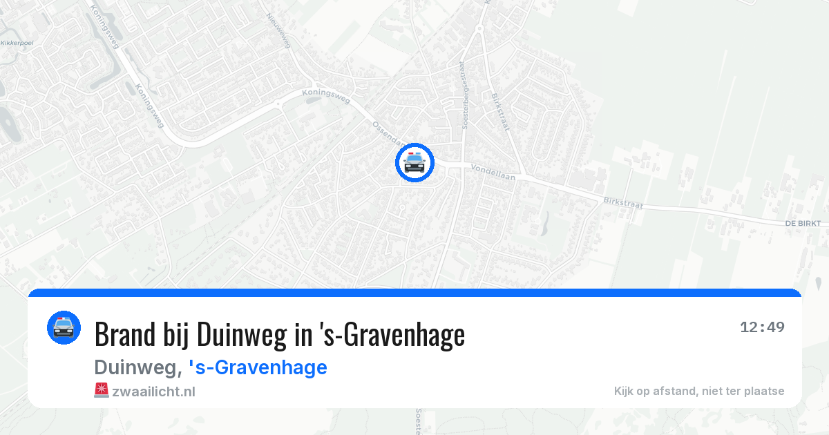 Brand bij Duinweg in 's-Gravenhage — 26 mrt 2026