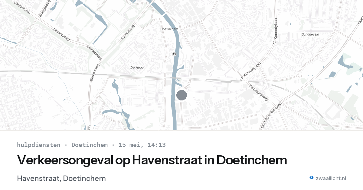 Verkeersongeval op Havenstraat in Doetinchem — 15 mei 2026