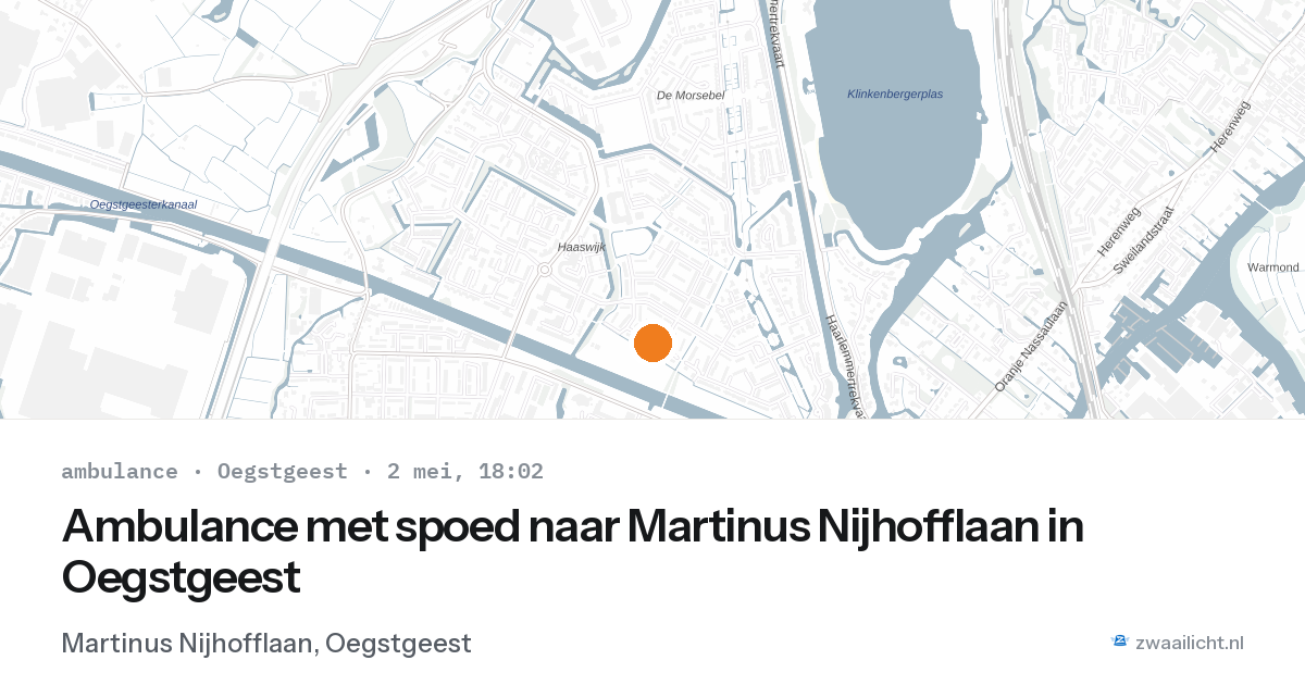 Ambulance met spoed naar Martinus Nijhofflaan in Oegstgeest — 2 mei 2026