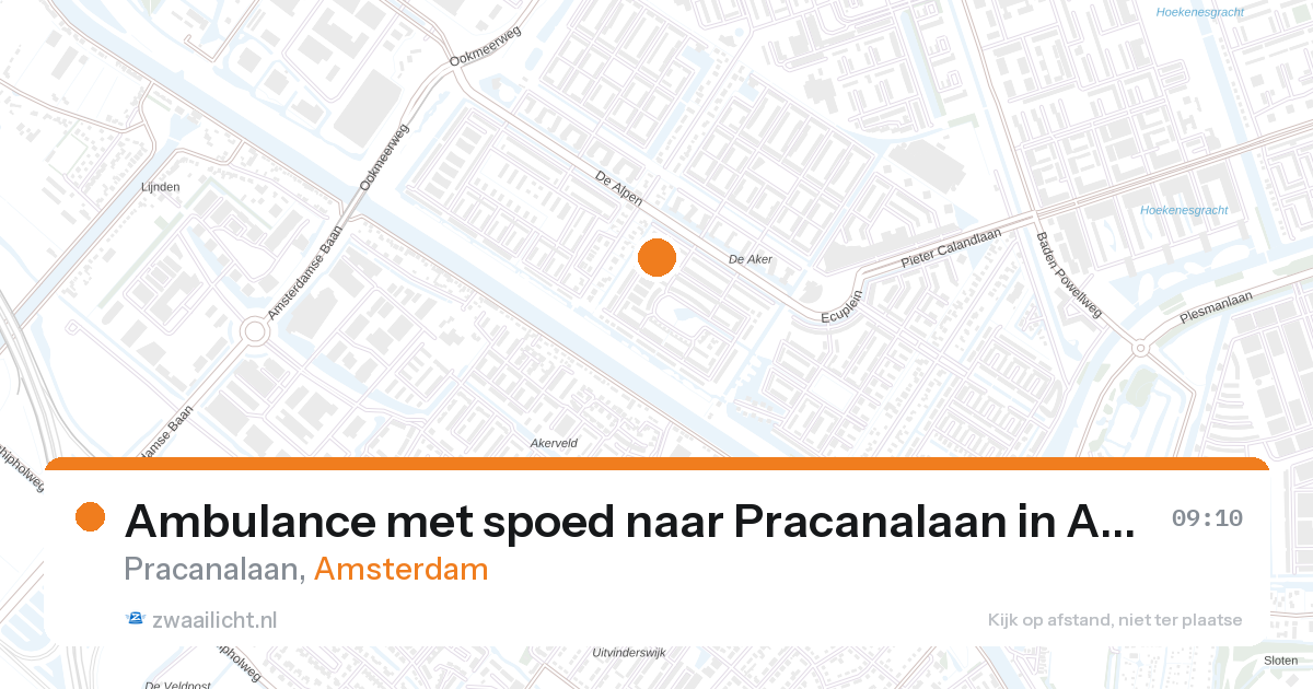 Ambulance met spoed naar Pracanalaan in Amsterdam — 27 aug 2026