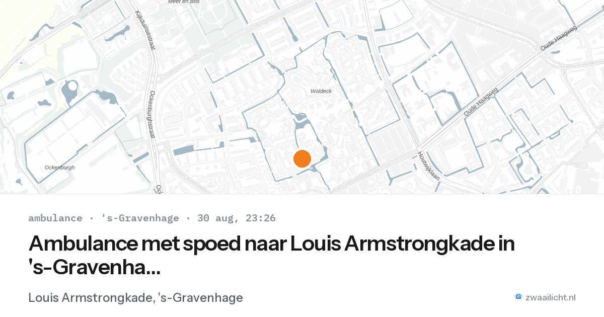 Ambulance met spoed naar Louis Armstrongkade in 's-Gravenhage — 30 aug 2026