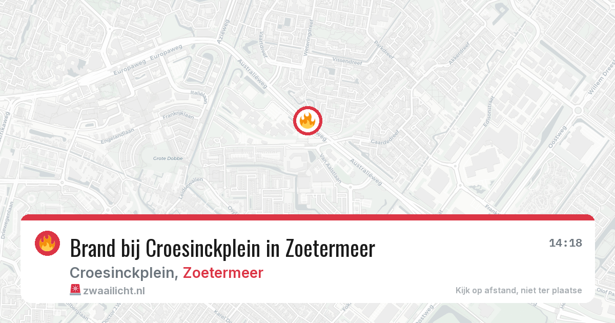 Brand bij Croesinckplein in Zoetermeer — 10 mei 2026