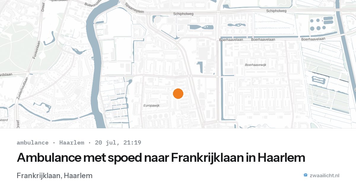 Ambulance met spoed naar Frankrijklaan in Haarlem — 20 jul 2026