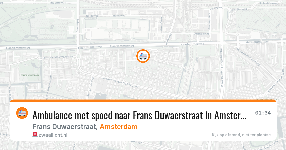 Ambulance met spoed naar Frans Duwaerstraat in Amsterdam — 29 jul 2026