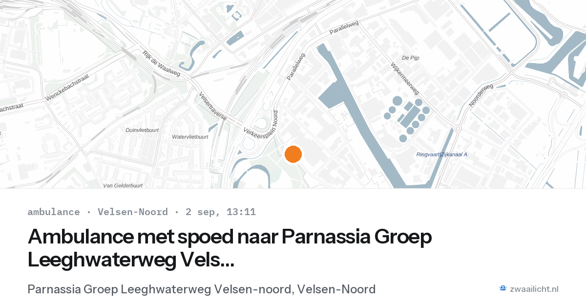 Ambulance met spoed naar Parnassia Groep Leeghwaterweg Velsen-noord in Velsen-Noord — 2 sep 2026