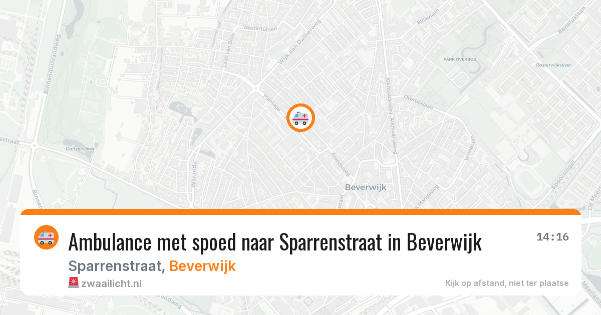 Ambulance met spoed naar Sparrenstraat in Beverwijk — 14 aug 2026