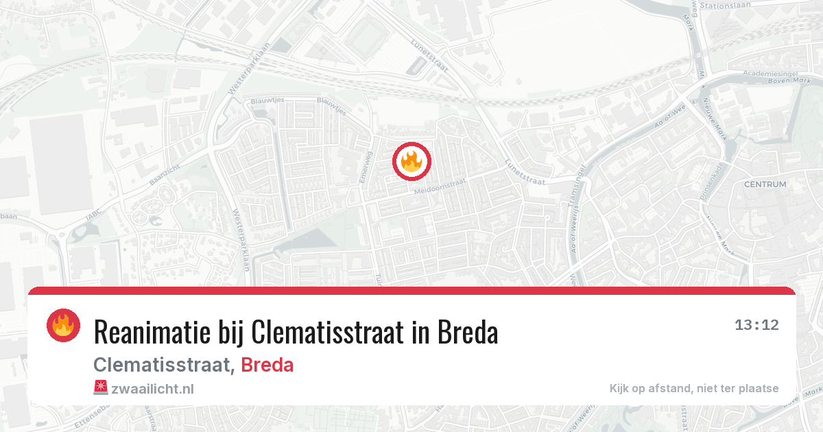 Reanimatie bij Clematisstraat in Breda — 17 mrt 2026