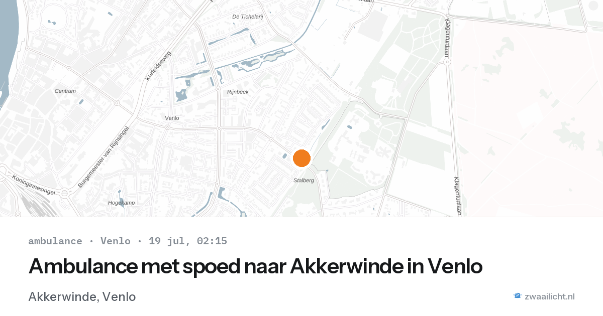 Ambulance met spoed naar Akkerwinde in Venlo — 19 jul 2026