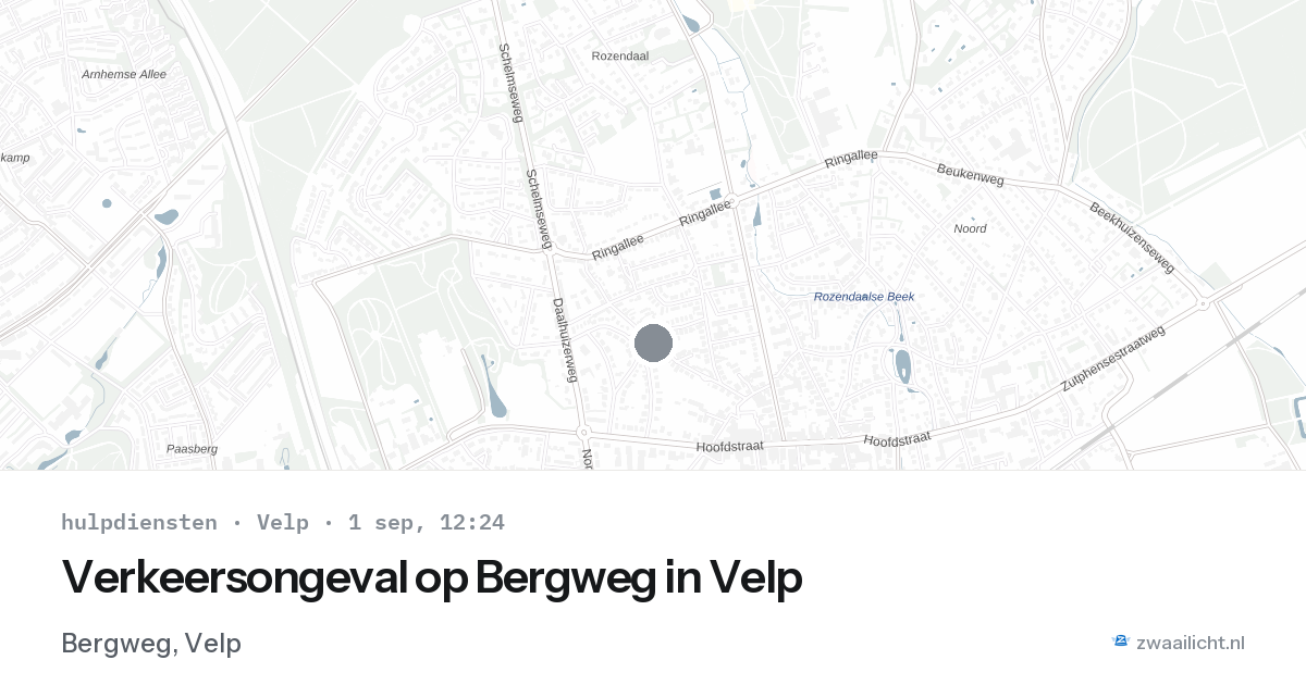 Verkeersongeval op Bergweg in Velp — 1 sep 2026