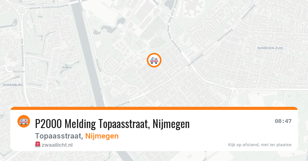 P2000 Melding Topaasstraat, Nijmegen — 29 mrt 2026