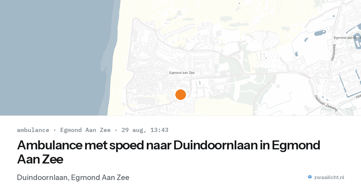 Ambulance met spoed naar Duindoornlaan in Egmond Aan Zee — 29 aug 2026
