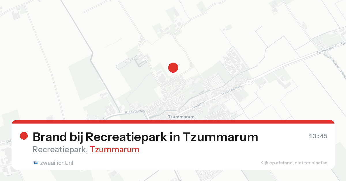 Brand bij Recreatiepark in Tzummarum — 18 aug 2026