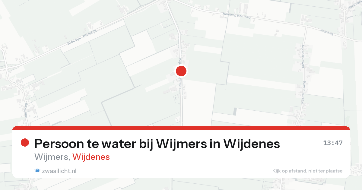 Persoon te water bij Wijmers in Wijdenes — 17 aug 2026