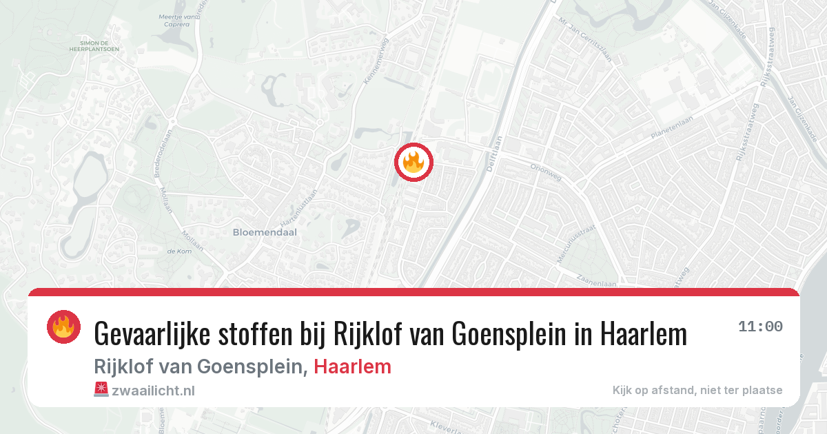 Gevaarlijke stoffen bij Rijklof van Goensplein in Haarlem — 19 apr 2026