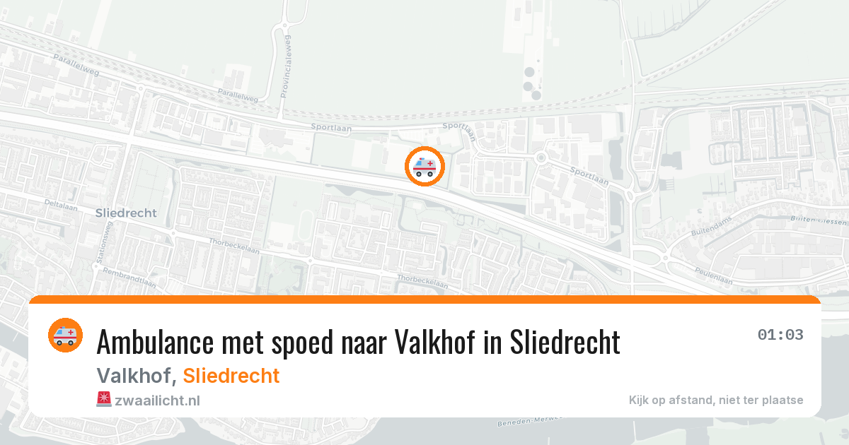 Ambulance met spoed naar Valkhof in Sliedrecht — 18 apr 2026