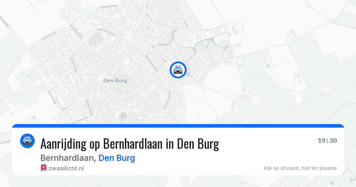 Aanrijding op Bernhardlaan in Den Burg — 8 aug 2026