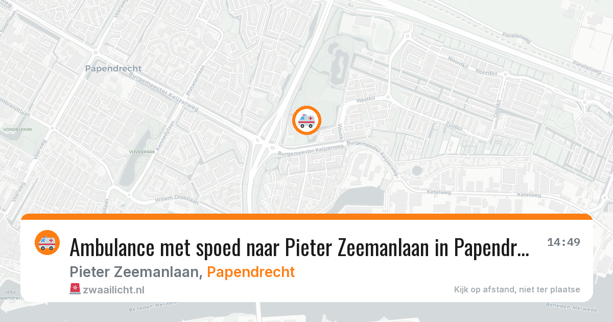Ambulance met spoed naar Pieter Zeemanlaan in Papendrecht — 18 jul 2026