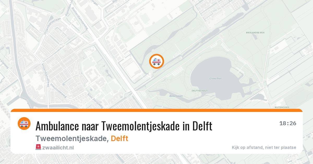 Ambulance naar Tweemolentjeskade in Delft — 12 aug 2026