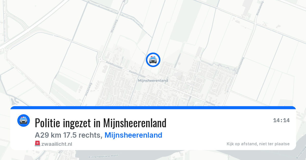 Politie ingezet in Mijnsheerenland — 28 mei 2026 | 🚨 Zwaailicht.nl