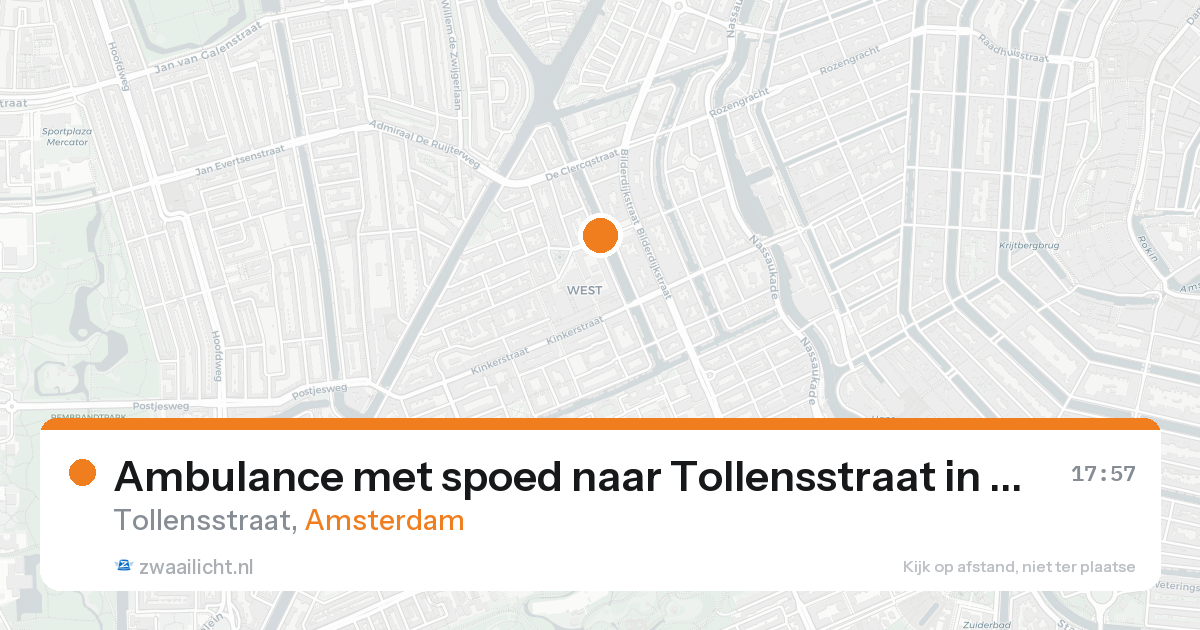 Ambulance met spoed naar Tollensstraat in Amsterdam — 16 aug 2026