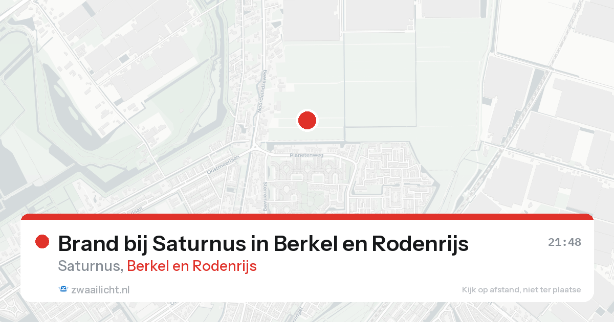 Brand bij Saturnus in Berkel en Rodenrijs — 24 aug 2026