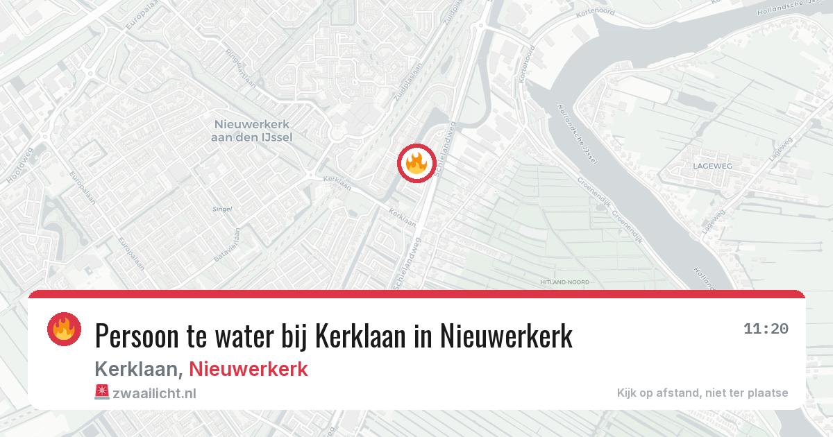 Persoon te water bij Kerklaan in Nieuwerkerk — 14 jul 2026