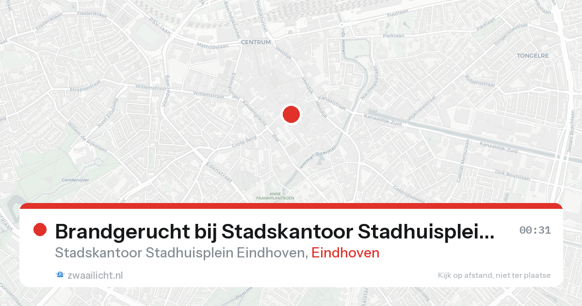 Brandgerucht bij Stadskantoor Stadhuisplein Eindhoven in Eindhoven — 22 aug 2026