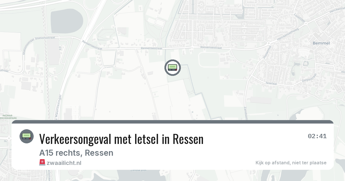 Verkeersongeval met letsel in Ressen — 18 apr 2026