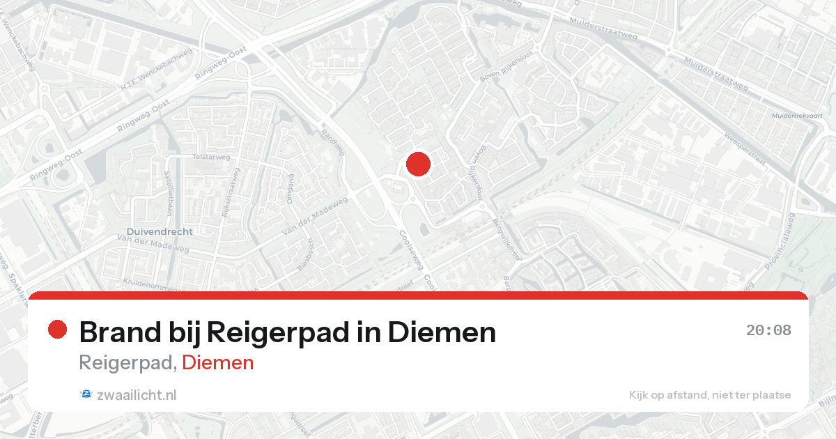 Brand bij Reigerpad in Diemen — 19 aug 2026