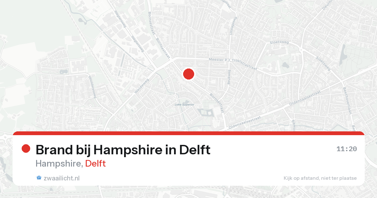 Brand bij Hampshire in Delft — 17 aug 2026